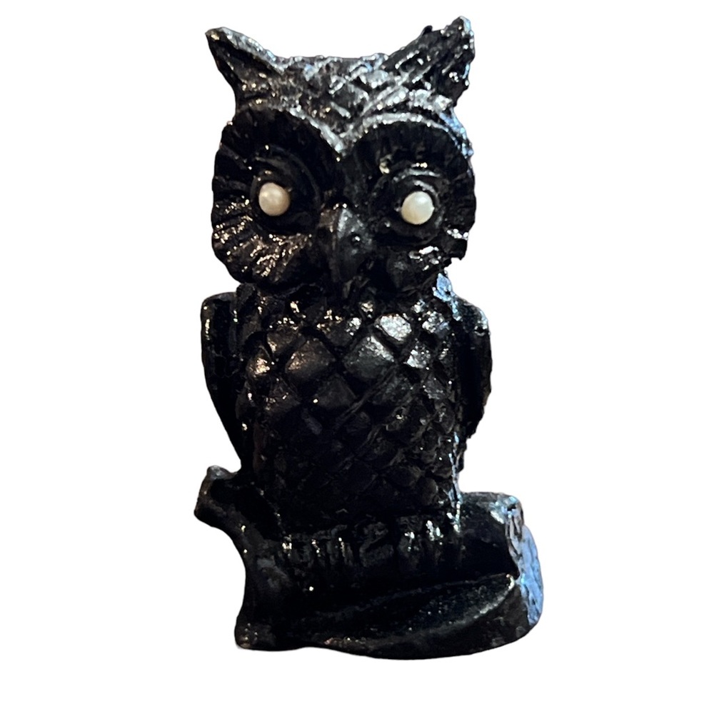 Vintage Handcrafted Owl Made From Coal 1980